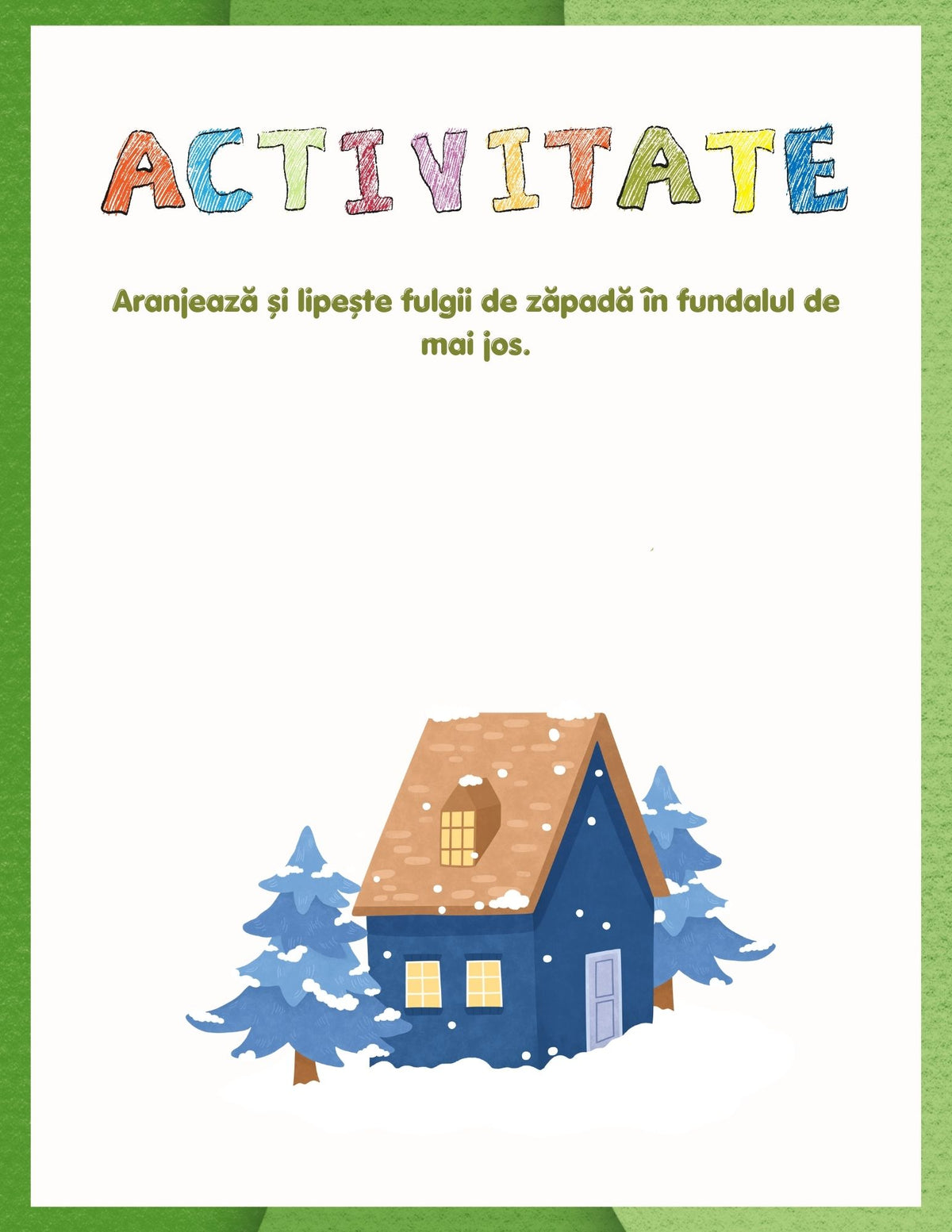 Interior carte PDF cu activități imprimabile de decupat, colorat și lipit pentru copii – Cotomag