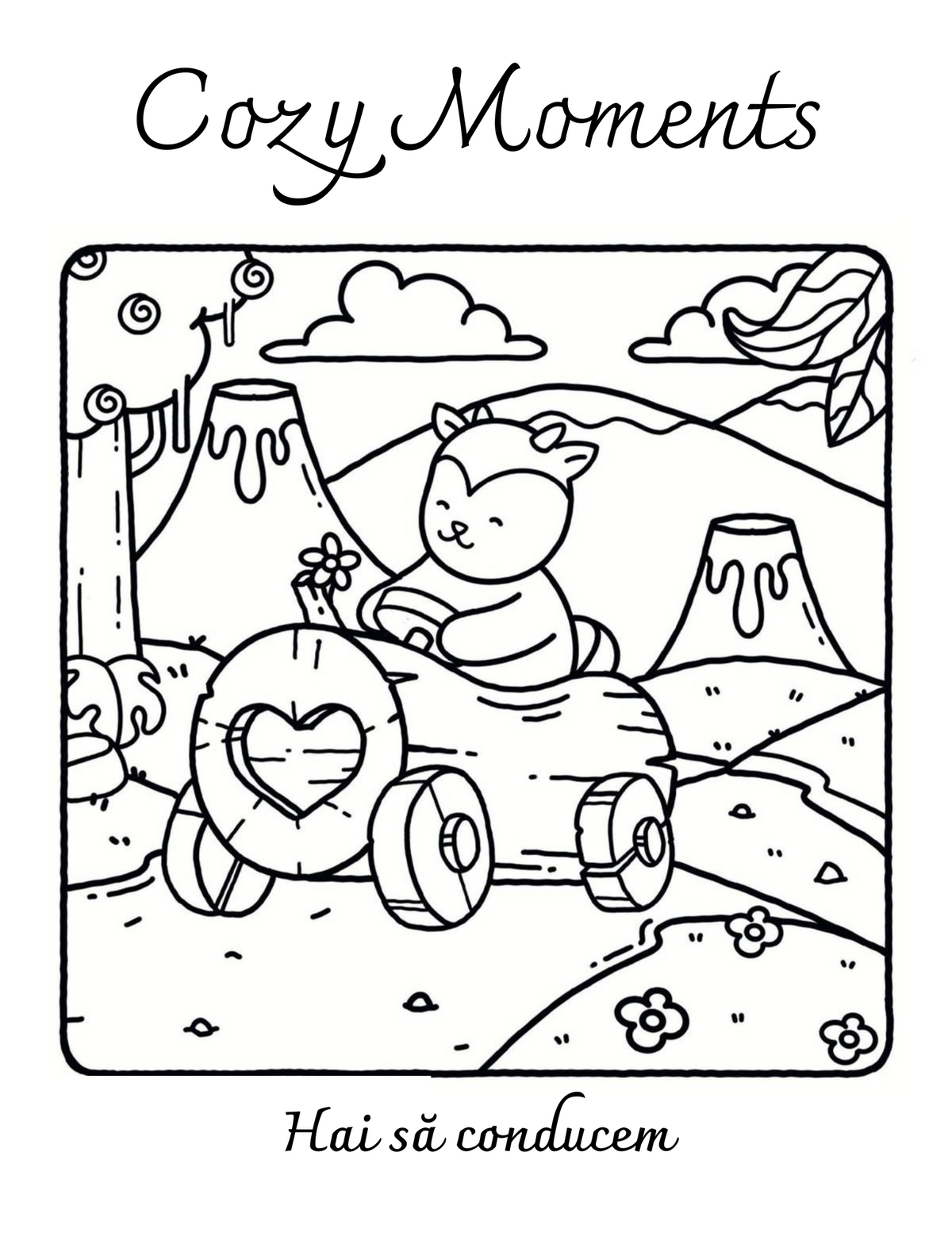 Interiorul cărții Cozy Moments – Povești Misterioase din Epoca de Piatră PDF, cu animale preistorice și scene cozy imprimabile – Cotomag