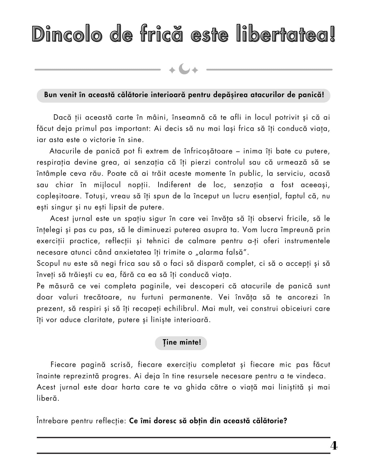 Interior Jurnal pentru Atacuri de Panică PDF – exerciții practice pentru calmare și recăpătarea controlului, cotomag.ro