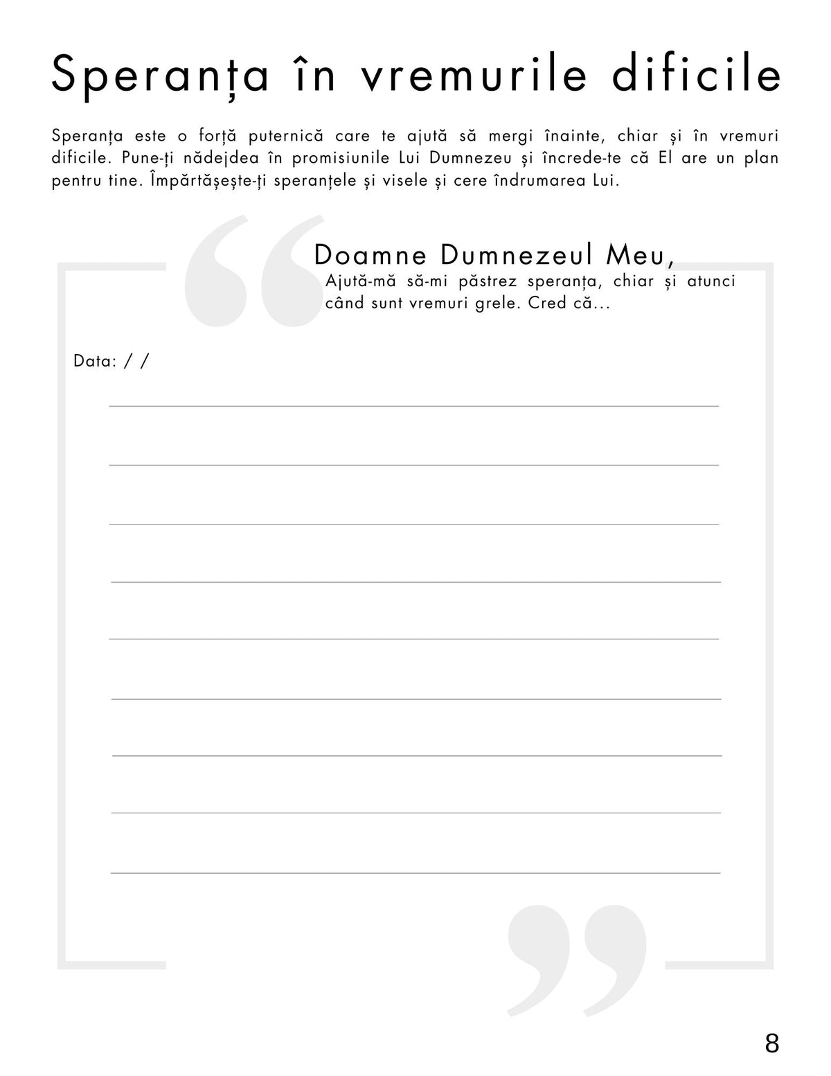Interior Jurnalul Scrisori de Evlavie către Dumnezeu PDF – pagini pentru scrisori și spațiu de rugăciune, cotomag.ro