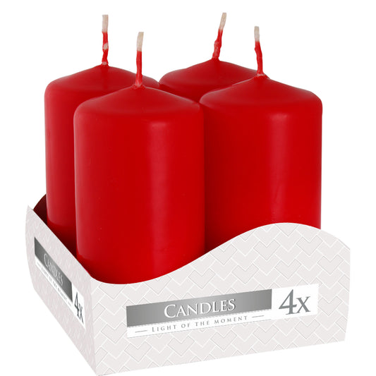 Set de 4 Lumânări Cilindru 40x80mm – Roșii