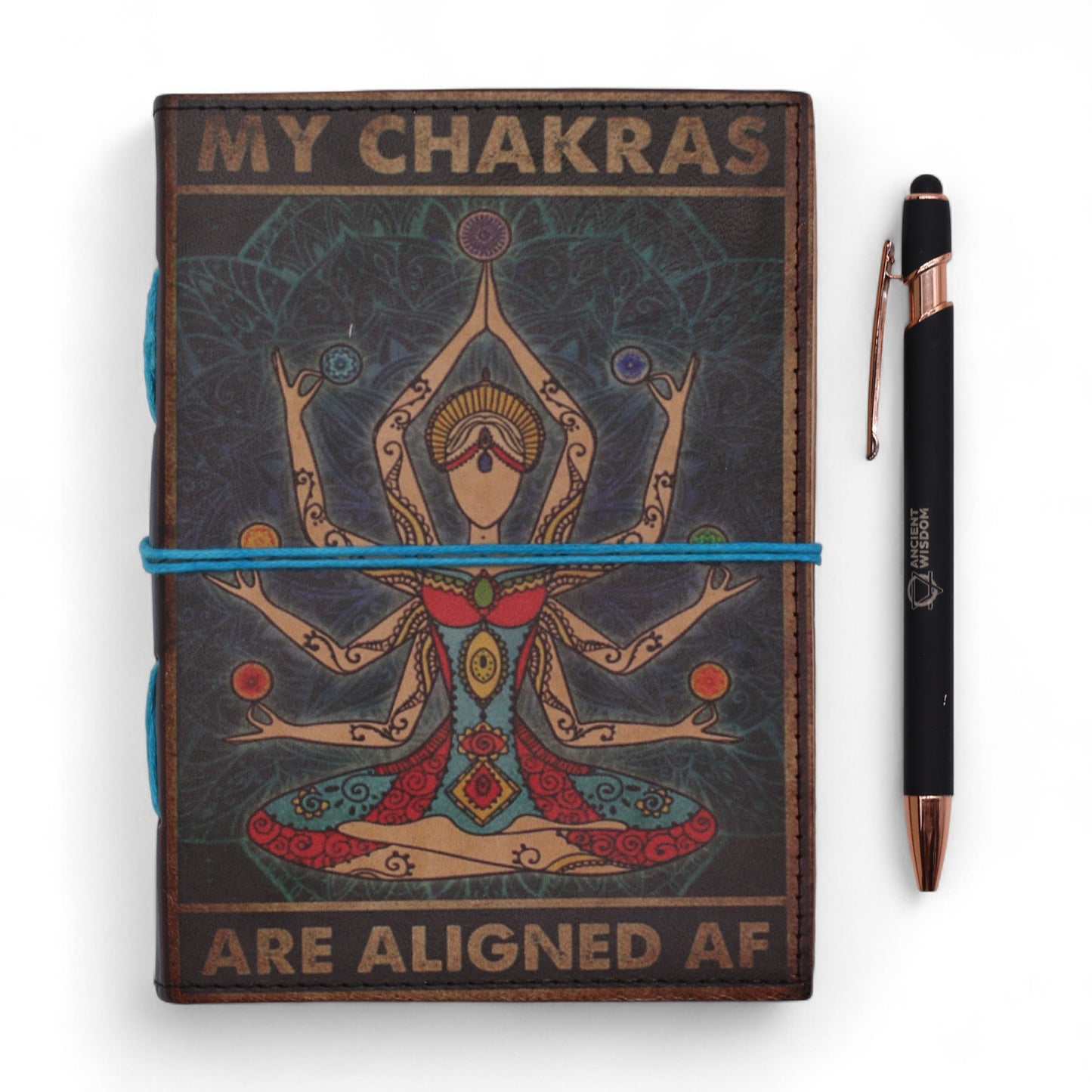 Agenda din Piele de 200 Pagini (18x13 cm) – My Chakras / Carnet Creativ pentru Notite, Inspiratie si Reflectie / Jurnal pentru Creativitate si Idei