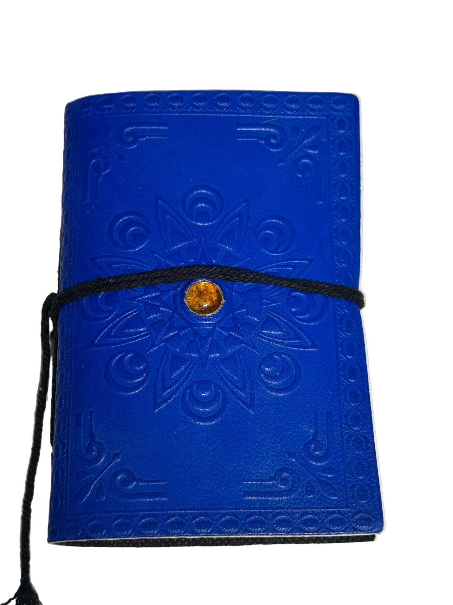 Agendă albastră cu piatră semiprețioasă decorativă și design inspirat de simbolistica chakrelor, 96 de pagini, format compact 9 × 13 cm – Cotomag