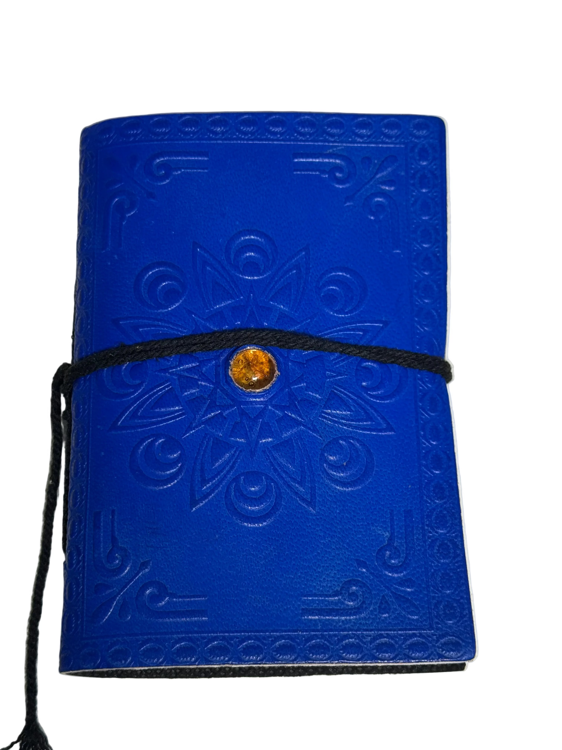 Agendă albastră cu piatră semiprețioasă decorativă și design inspirat de simbolistica chakrelor, 96 de pagini, format compact 9 × 13 cm – Cotomag