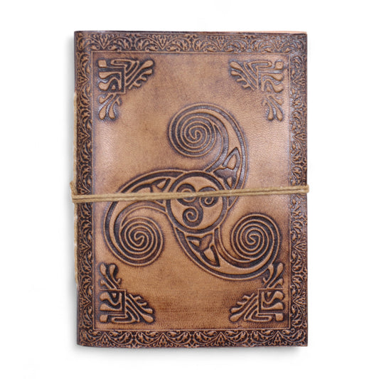 Agenda Piele Lucrata Manual 100 Pagini – Spirala Tripla - Evolutie Spirituala – Carnet Creativ pentru Notite, Inspiratie si Reflectie / Jurnal pentru Creativitate si Idei
