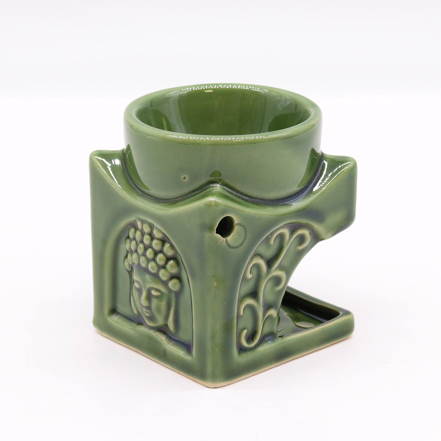 Arzator Buddha Verde Kaki pentru Uleiuri Parfumate
