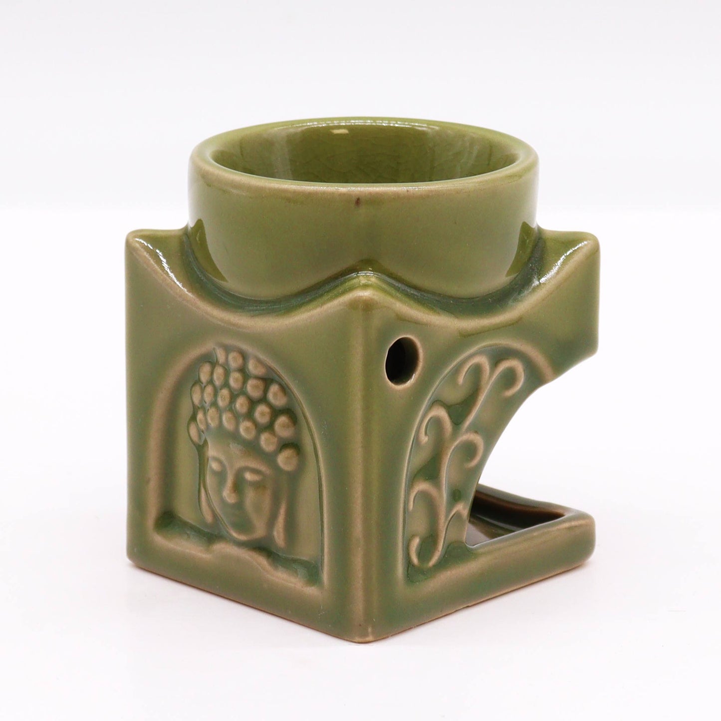 Arzator Buddha Verde Olive pentru Uleiuri Parfumate