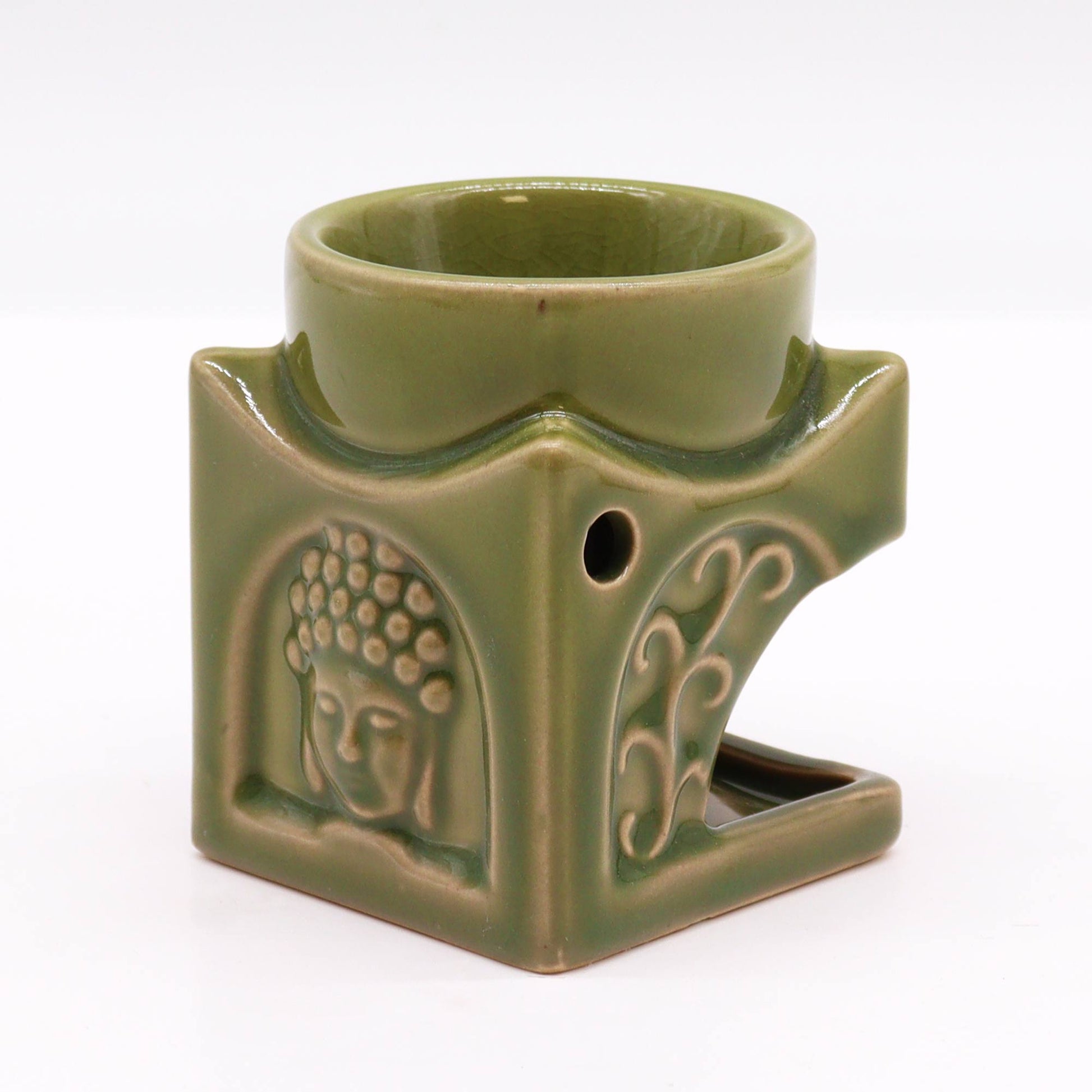 Arzator Buddha Verde Olive pentru Uleiuri Parfumate