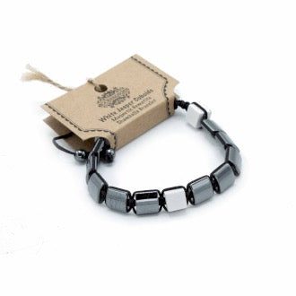 Bratara Hematit Magnetic - Jasp Alb
