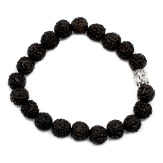 Bratara Rudraksha Buddha Bangle Mala - Negru