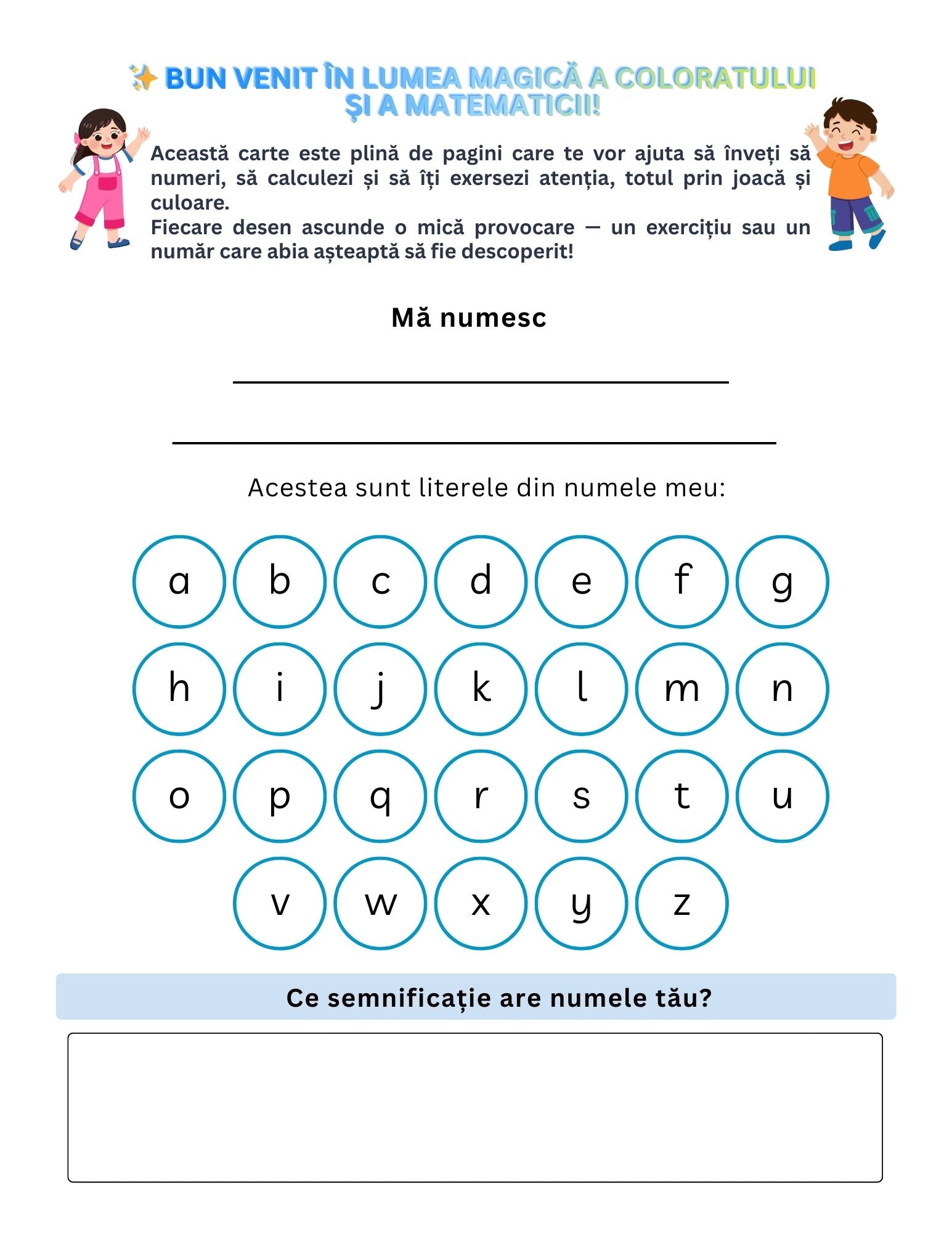 Caiet Distractiv De Invatare A Alfabetului - Joaca-te, Invata Literele, Coloreaza Si Calculeaza / Carte de Colorat / Activitati Educative Pentru Copii / Joc Creativ si Educatie / Invatare Interactiva si Distractiva / Carte Digitala / Ebook