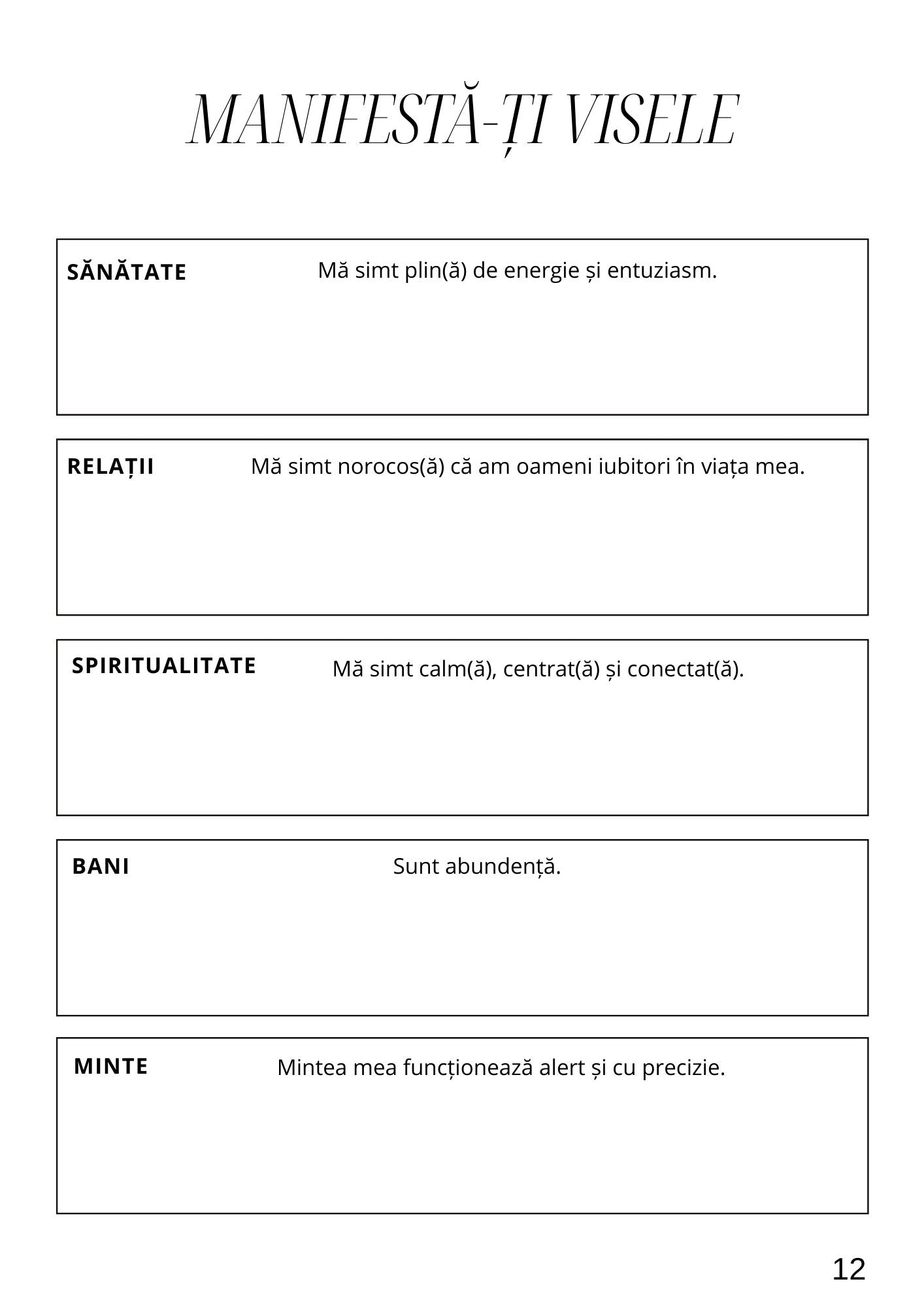Caiet de Lucru - Plan Zilnic Pentru Manifestari / Jurnal de Manifestare si Productivitate / Planner Pentru Obiective si Intentii / Dezvoltare Personala si Mindset