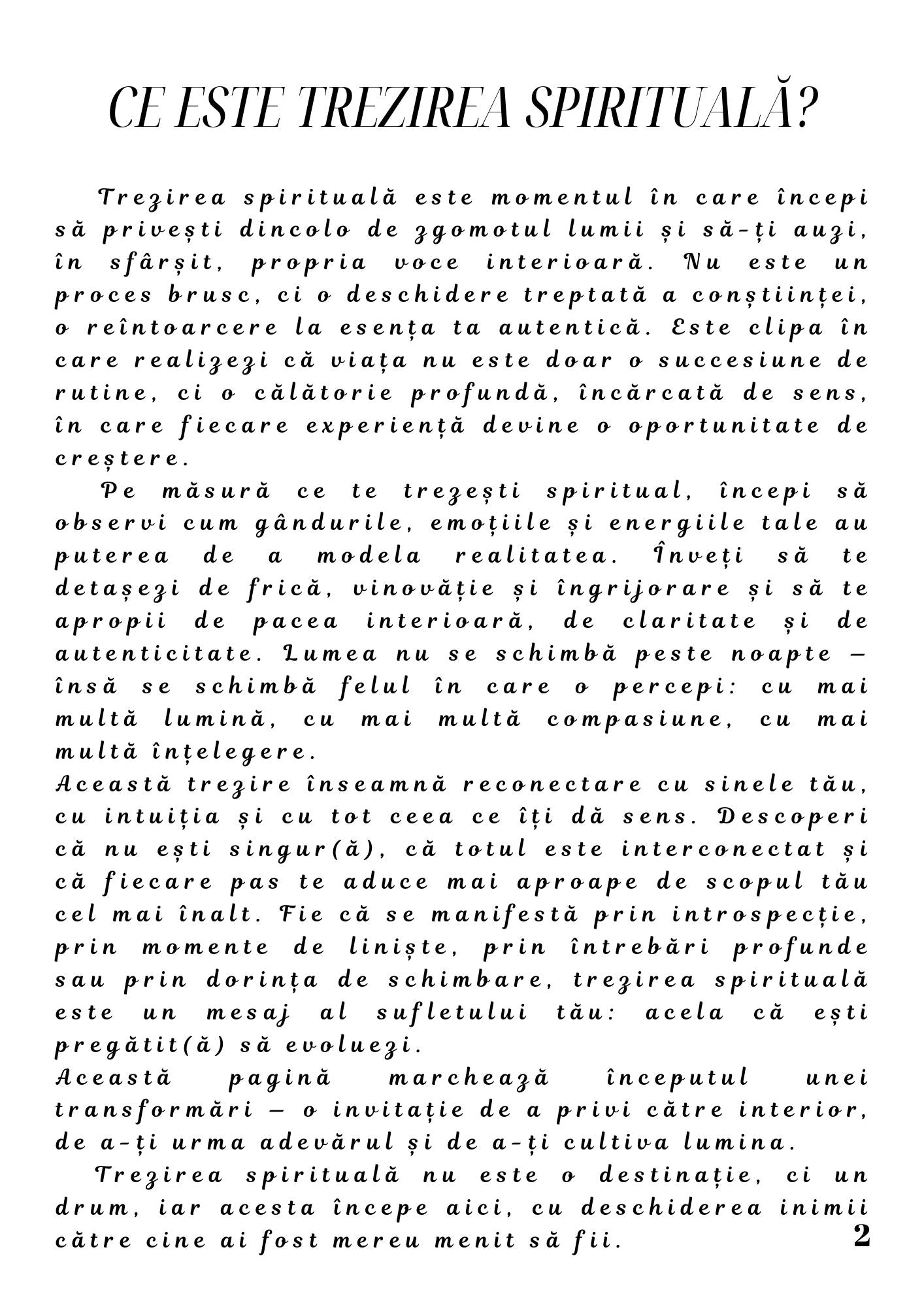 Caiet de Lucru - Trezirea Spirituala - Redescopera Puterea din Tine / Claritate Mentala / Dezvoltare Personala & Mindfulness / Vindecare si Autocunoastere