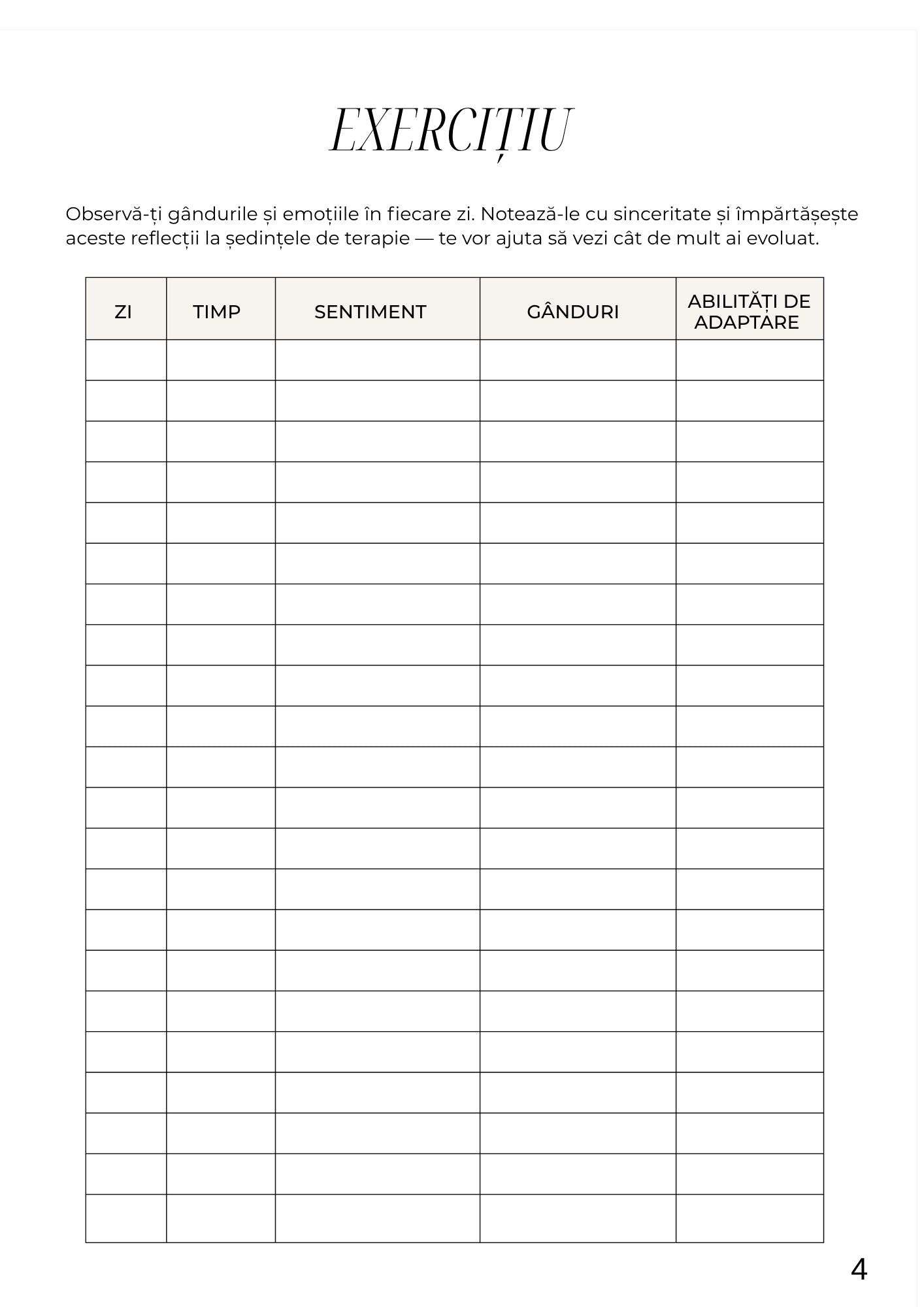 Caiet de Lucru pentru Gestionarea Anxietatii / Autovindecare / Transformare Interioara / Regasirea Echilibrului / Calm, Claritate si Curaj