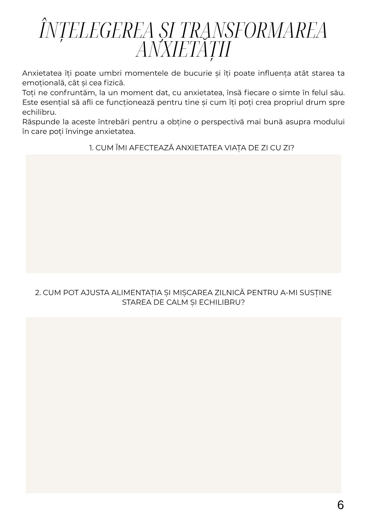 Caiet de Lucru pentru Gestionarea Anxietatii / Autovindecare / Transformare Interioara / Regasirea Echilibrului / Calm, Claritate si Curaj