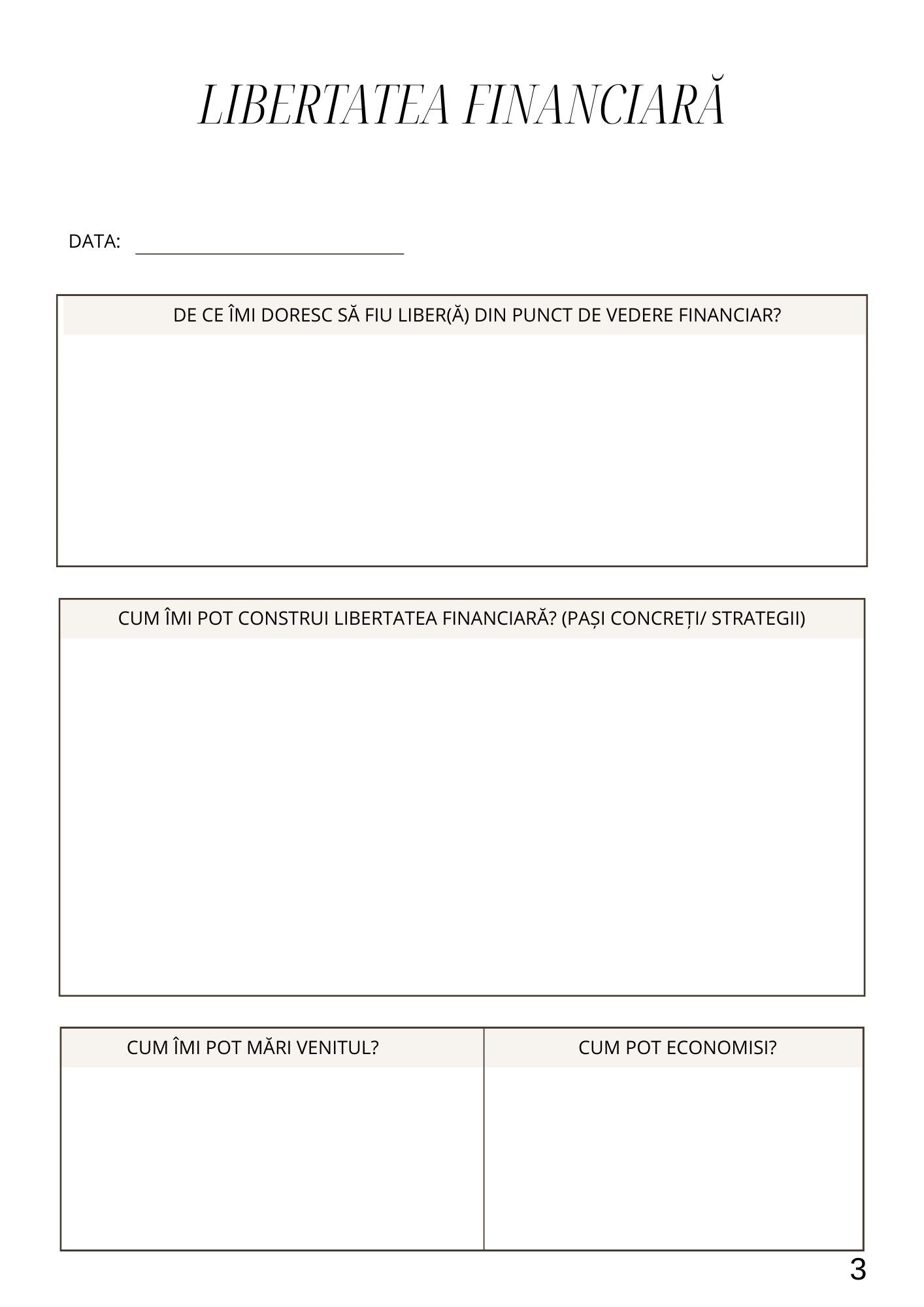 Caietul Meu de Lucru - Mentalitate Financiara Prospera / Educatie Financiara si Mindset Pentru Succes / Dezvoltare Personala si Management Financiar / Abundenta