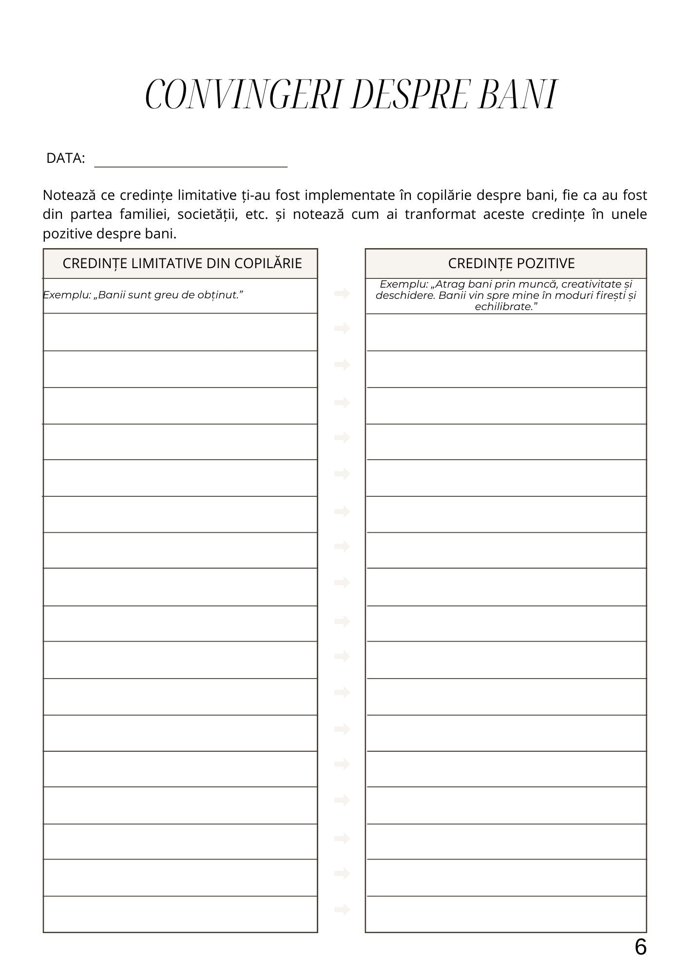 Caietul Meu de Lucru - Mentalitate Financiara Prospera / Educatie Financiara si Mindset Pentru Succes / Dezvoltare Personala si Management Financiar / Abundenta