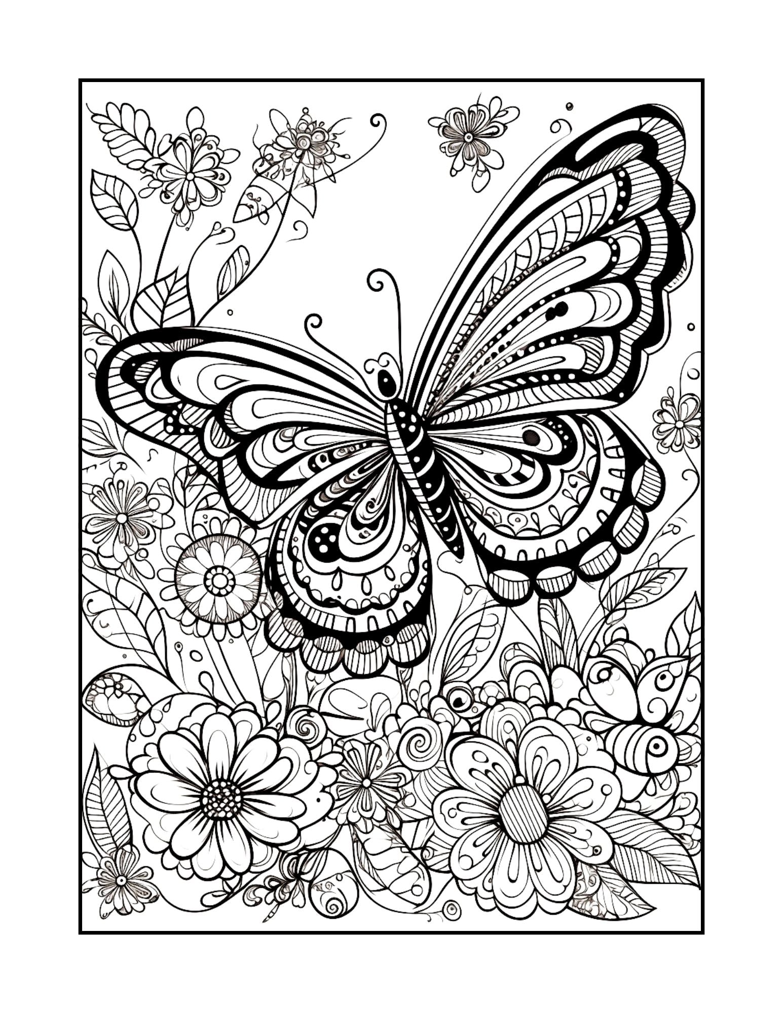 Carte De Colorat Gradina Fluturilor - Transforma Stresul In Arta / Pentru Adulti si Copii