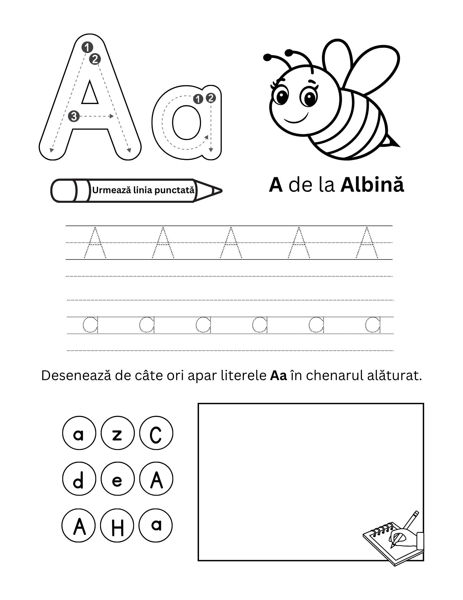 Carte cu Activitati - Alfabetul - Coloreaza si Invata Literele / Activitati Educative Pentru Copii / Joc Creativ si Educatie / Invatare Interactiva si Distractiva