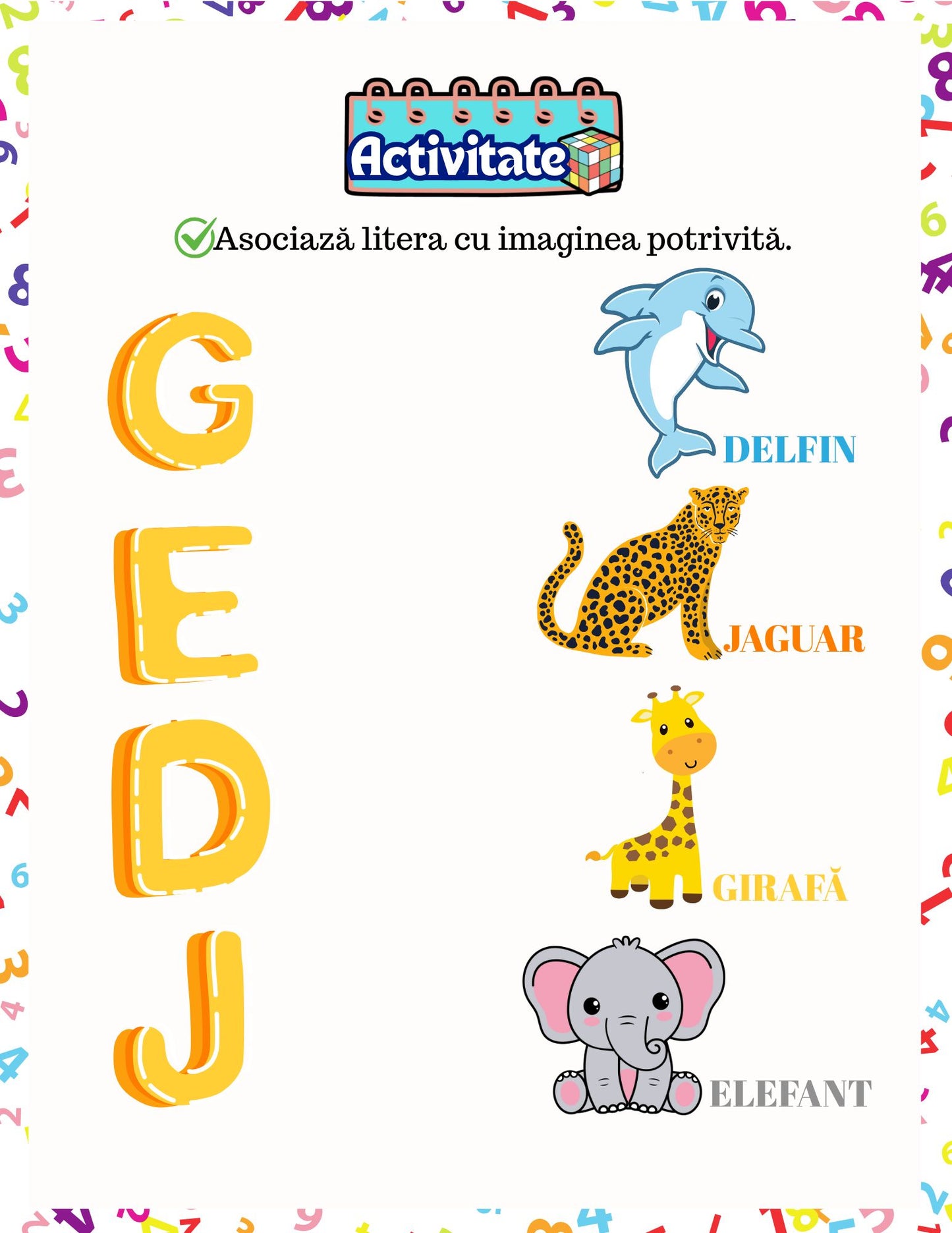 Carte cu Activitati - Alfabetul Si Numerele - Activitati Educative Pentru Copii / Joc Creativ si Educatie / Invatare Interactiva si Distractiva