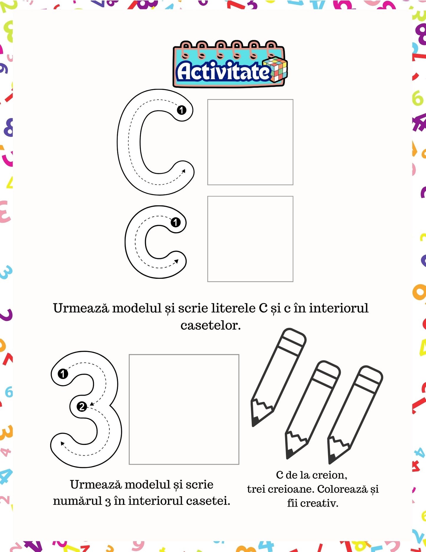 Carte cu Activitati - Alfabetul Si Numerele - Activitati Educative Pentru Copii / Joc Creativ si Educatie / Invatare Interactiva si Distractiva