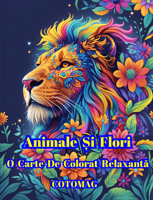 Carte de Colorat Animale si Flori – O Carte de Colorat Relaxanta Pentru Adulti si Copii / Carte Digitala / Ebook