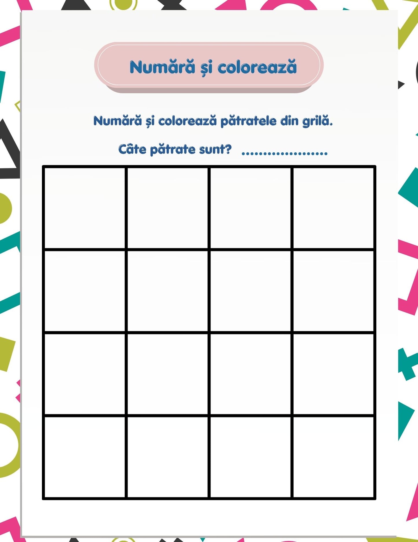 Carte de Colorat Aventura Formelor de Colorat - Activitati Educative Pentru Copii / Joc Creativ si Educatie / Invatare Interactiva si Distractiva
