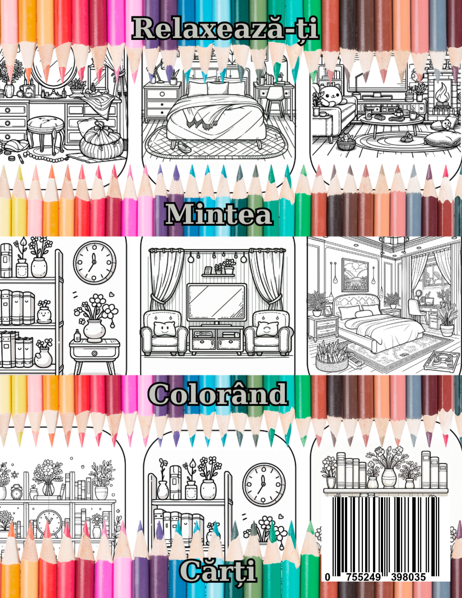 Carte de Colorat Cozy Moments - Interioare Boeme: Creează-ti Universul Perfect,  Pentru Adulti si Copii / Carte Digitala / Ebook