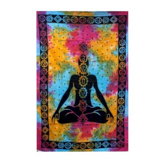 Cuvertura de Pat Dubla din Bumbac - Buddha & 7 Chakre