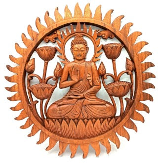 Decoratiune din Lemn - Buddha & Lotus