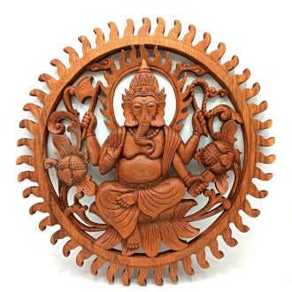 Decoratiune din Lemn - Zeu Ganesh
