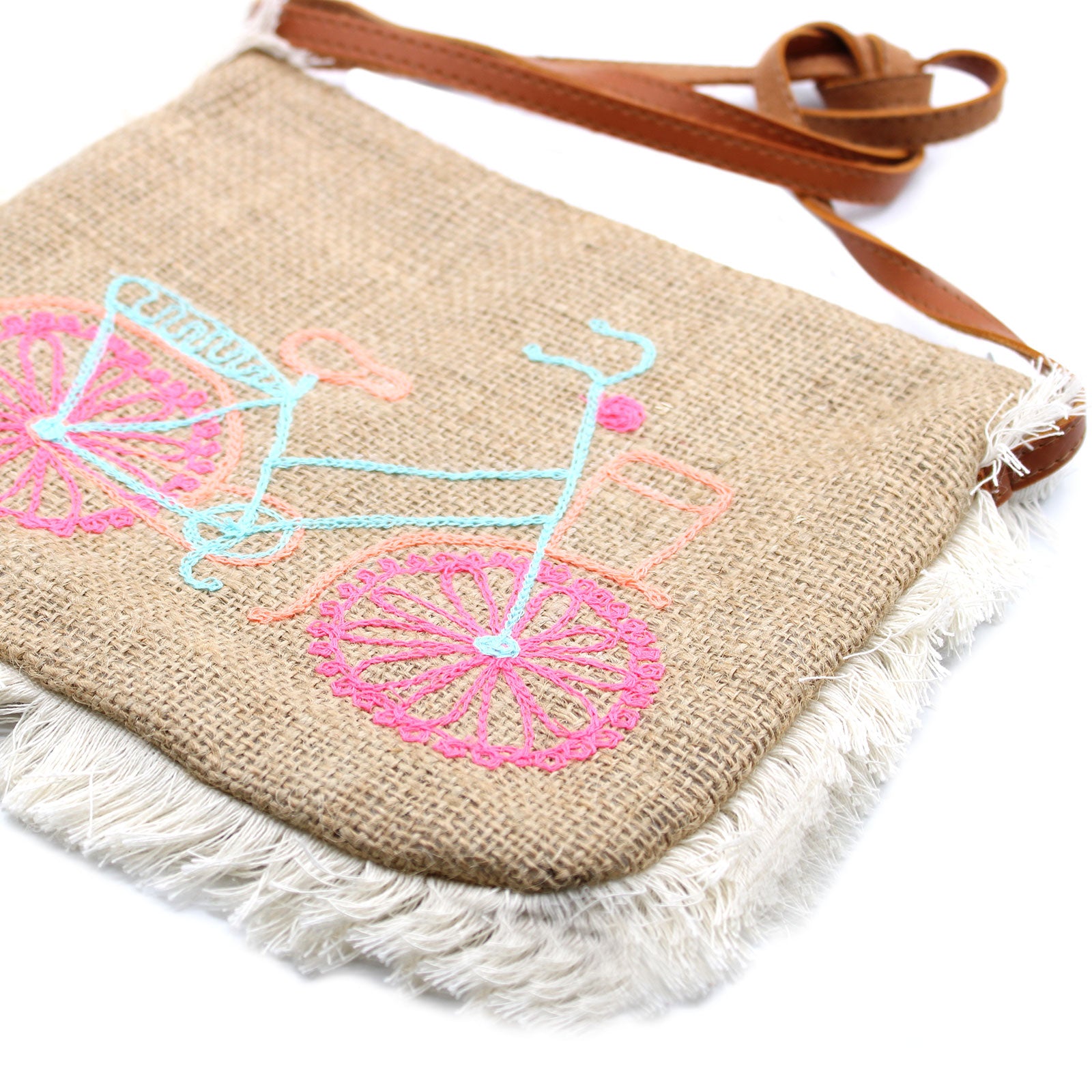 Geanta cu Franjuri - Broderie Bicicleta