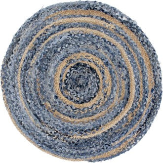 Covor rotund din iută și denim reciclat - 150 cm