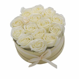 Buchet Cadou Flori de Sapun - 14 Trandafiri Crem - Rotunzi