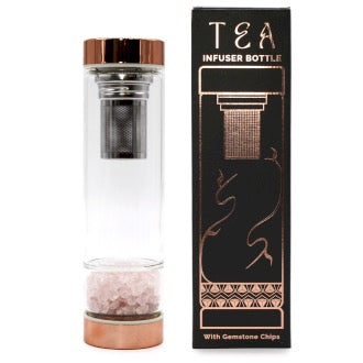 Infuzor Ceai din Sticla cu Cristale - Cuart Roz