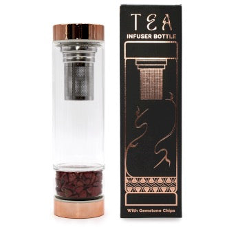 Infuzor Ceai din Sticla cu Cristale - Jasp Rosu