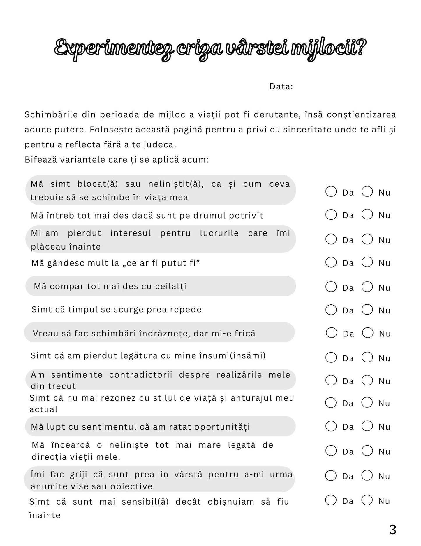 Jurnal De Lucru Pentru Depasirea Crizei Varstei Mijlocii / Dezvoltare Personala / Autocunoastere / Echilibru Interior /Recunostinta / Mindfulness Si Motivatie