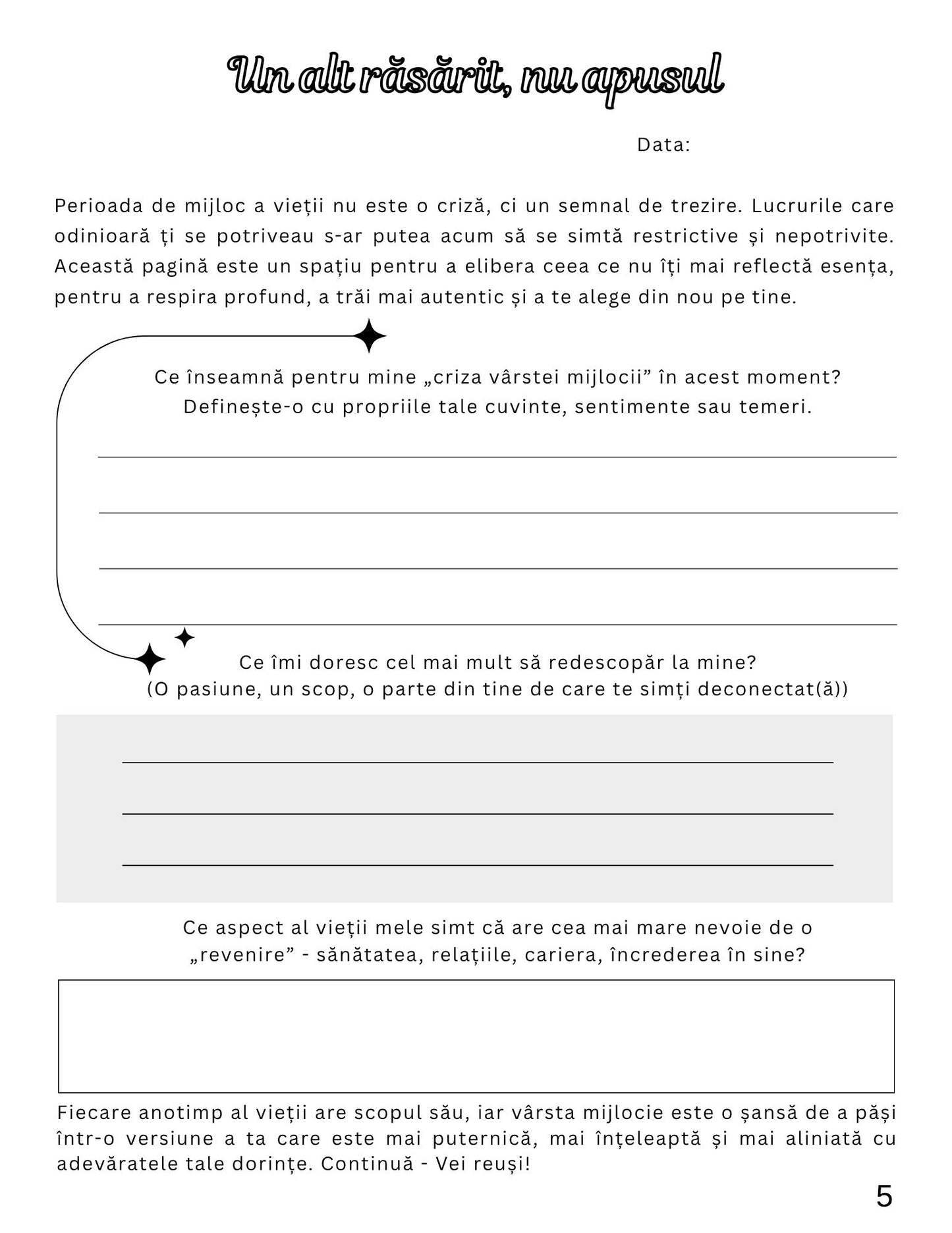 Jurnal De Lucru Pentru Depasirea Crizei Varstei Mijlocii / Dezvoltare Personala / Autocunoastere / Echilibru Interior /Recunostinta / Mindfulness Si Motivatie