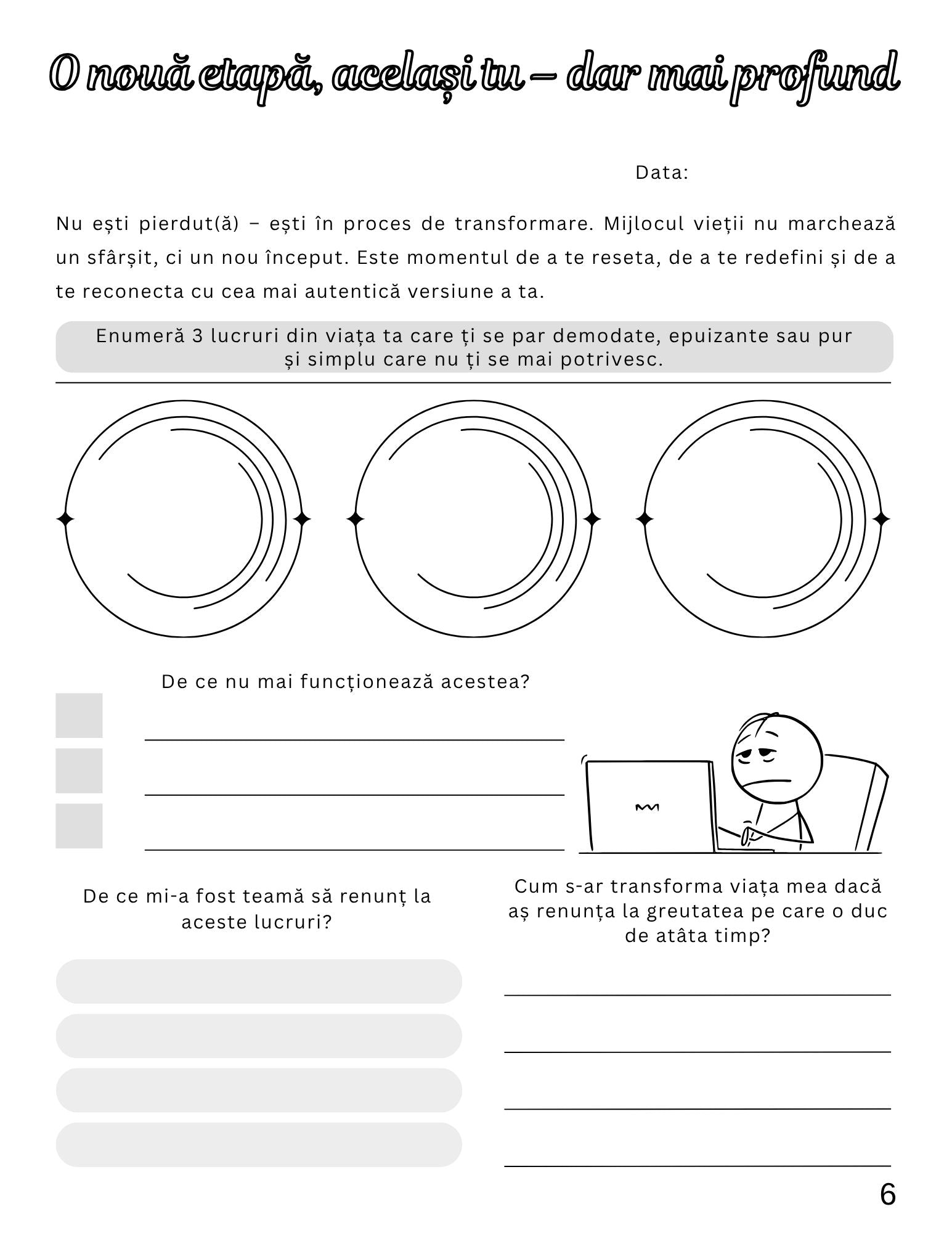 Jurnal De Lucru Pentru Depasirea Crizei Varstei Mijlocii / Dezvoltare Personala / Autocunoastere / Echilibru Interior /Recunostinta / Mindfulness Si Motivatie