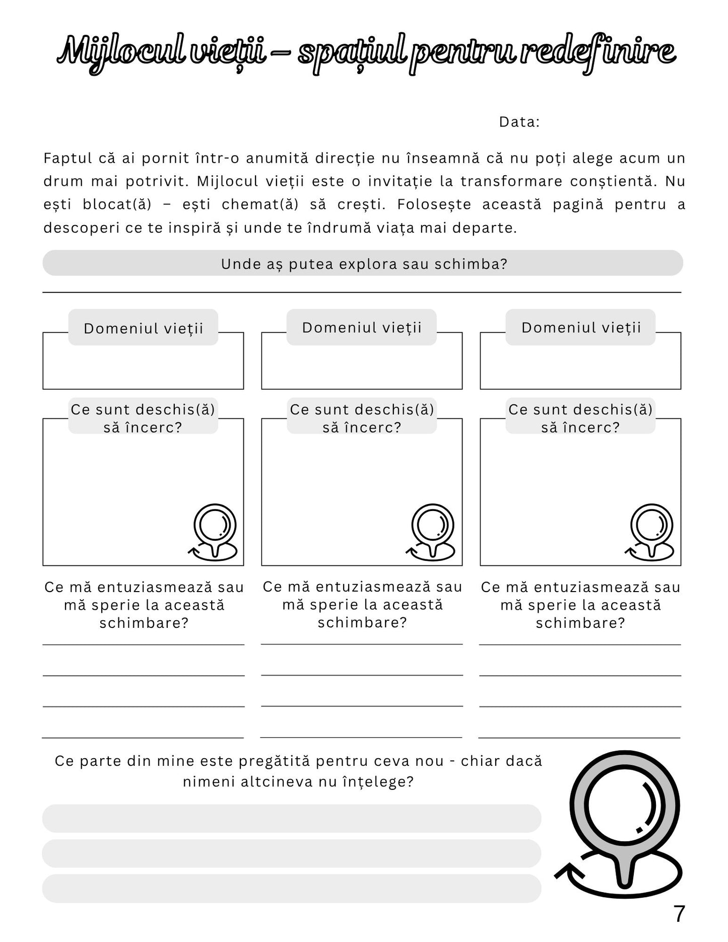 Jurnal De Lucru Pentru Depasirea Crizei Varstei Mijlocii / Dezvoltare Personala / Autocunoastere / Echilibru Interior /Recunostinta / Mindfulness Si Motivatie