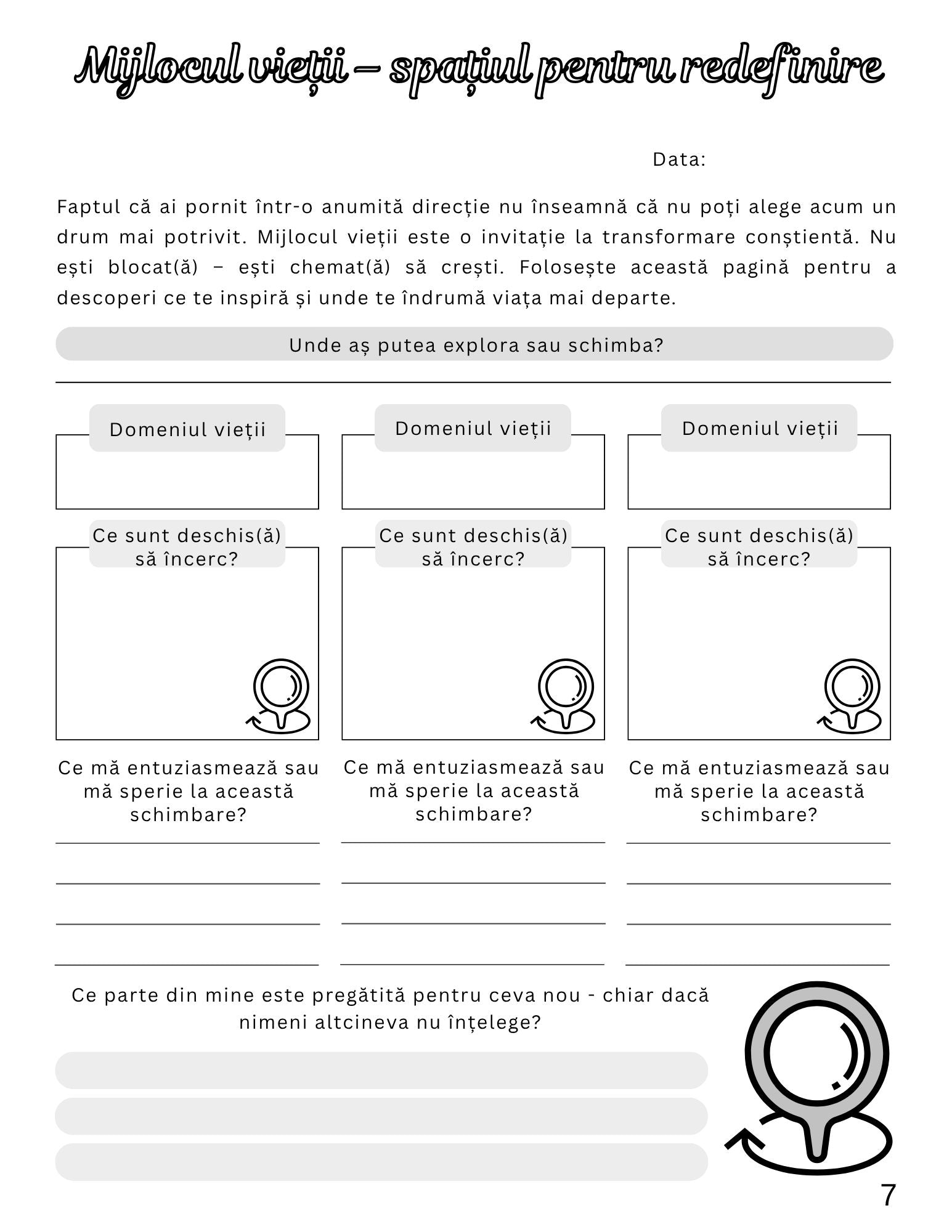 Jurnal De Lucru Pentru Depasirea Crizei Varstei Mijlocii / Dezvoltare Personala / Autocunoastere / Echilibru Interior /Recunostinta / Mindfulness Si Motivatie