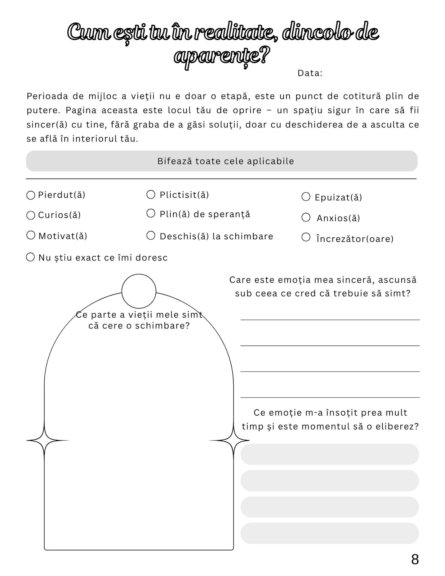 Jurnal De Lucru Pentru Depasirea Crizei Varstei Mijlocii / Dezvoltare Personala / Autocunoastere / Echilibru Interior /Recunostinta / Mindfulness Si Motivatie
