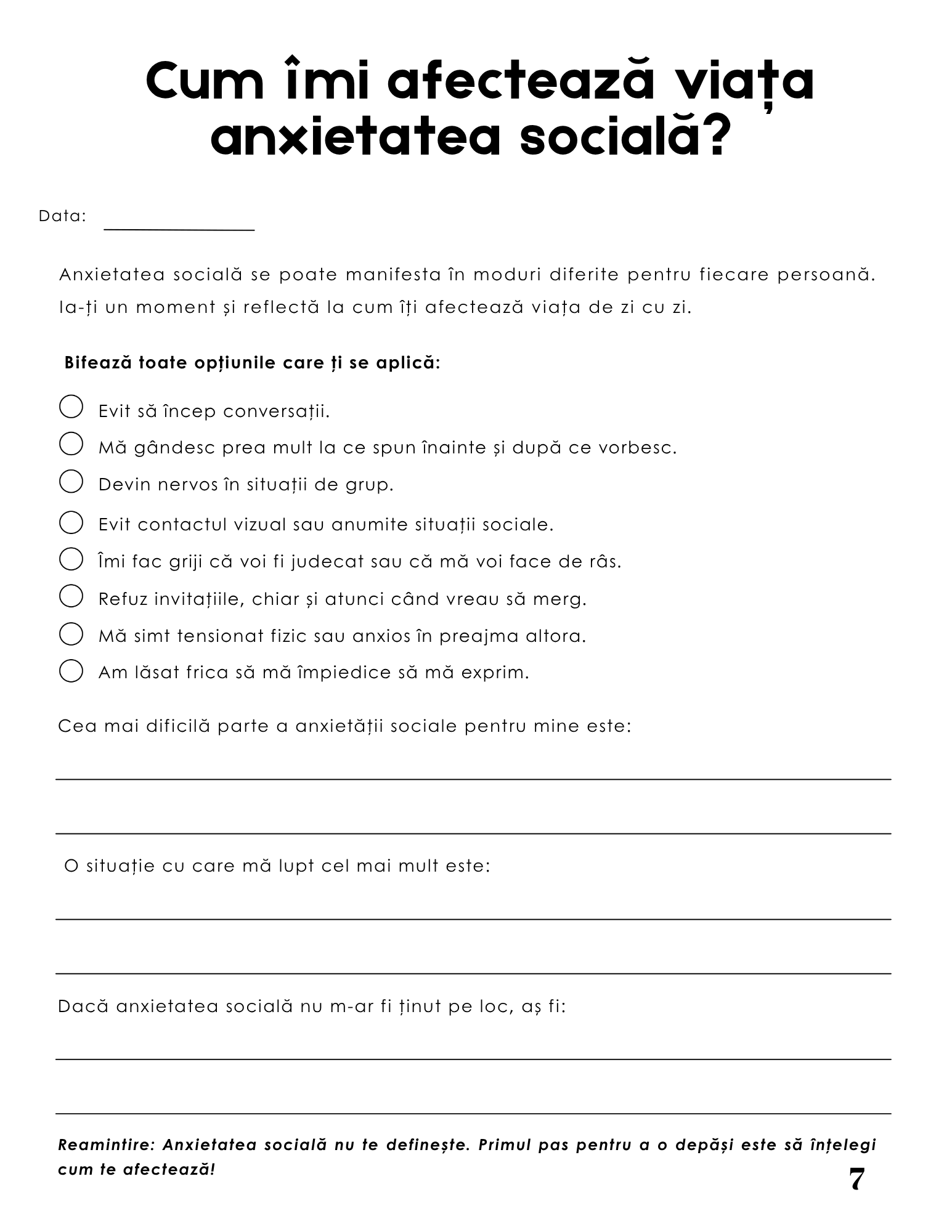 Jurnalul Anxietatea Sociala - Scapa de Frica De A Vorbi Cu Oricine Despre Orice / Ghid Practic Pentru Invingerea Timiditatii, Cresterea Increderii Si Dezvoltare Personala