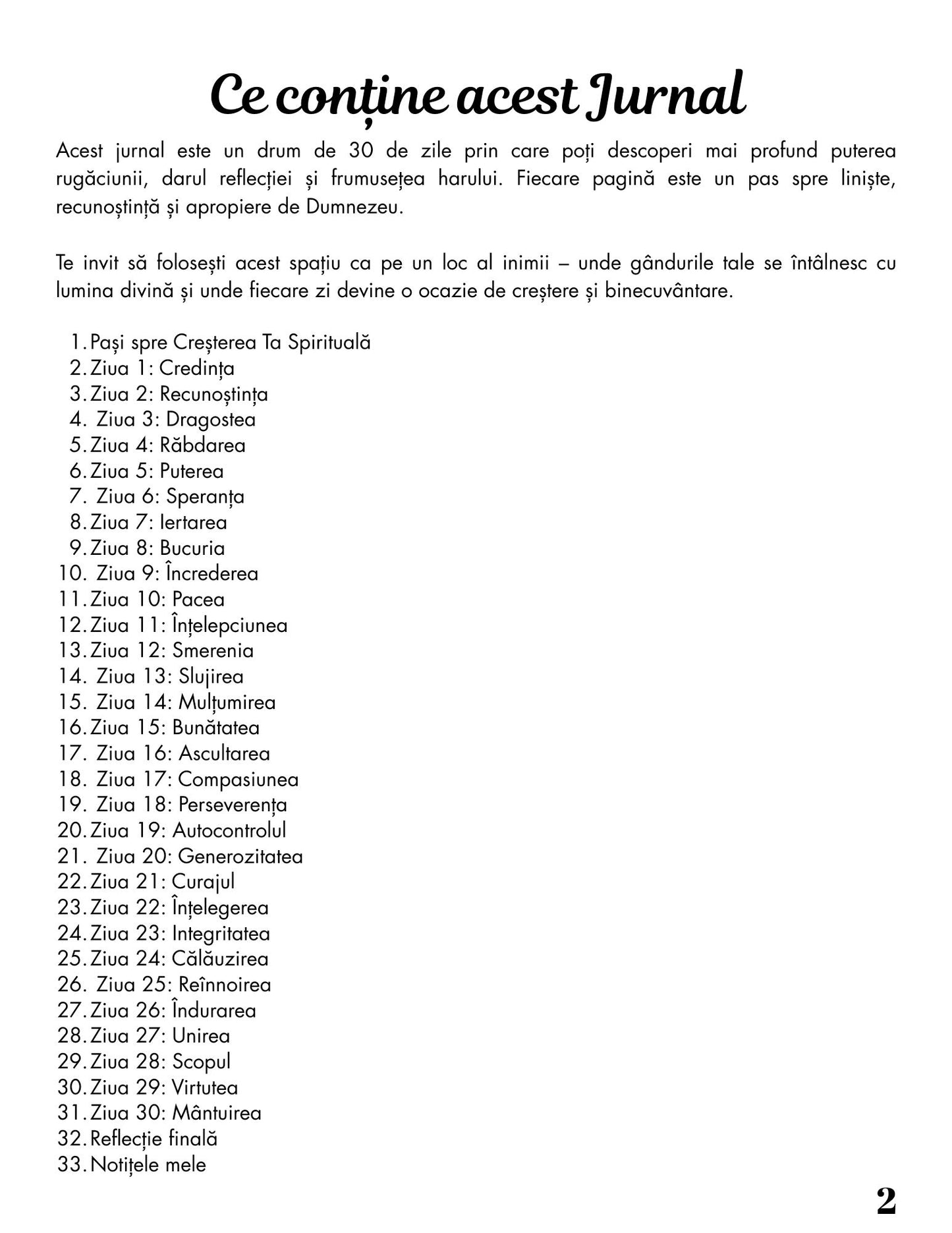Jurnalul De Rugaciune Si De Reflectie - 30 De Zile De Har / Spiritualitate Si Dezvoltare Personala / Meditatie