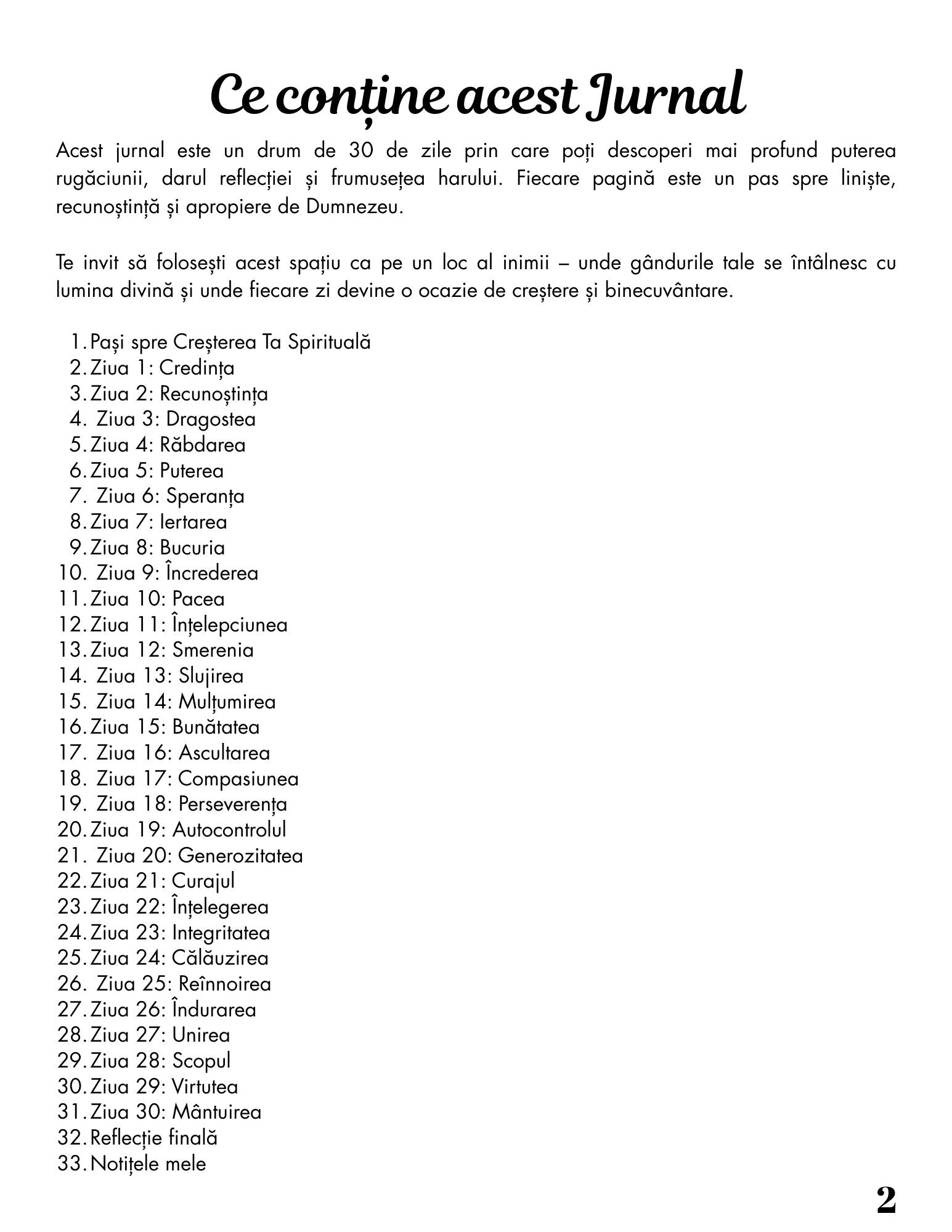 Jurnalul De Rugaciune Si De Reflectie - 30 De Zile De Har / Spiritualitate Si Dezvoltare Personala / Meditatie