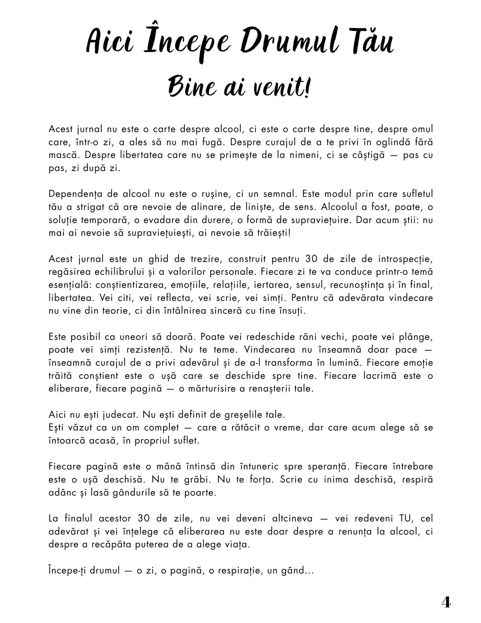 Jurnalul Eliberarii Mele - O Calatorie Pas Cu Pas Pentru Vindecarea Dependentei De Alcool - Calatoria Spre Claritate / Program de Autovindecare / Transformare Personala / Regasirea Sinelui