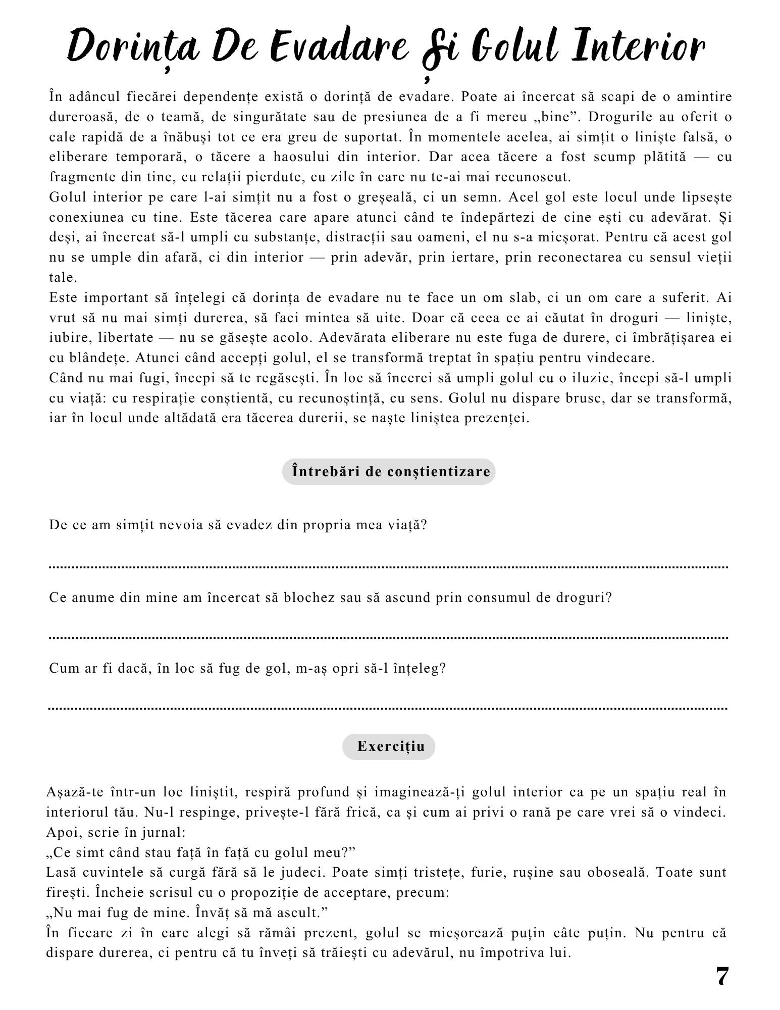 Jurnalul Eliberarii Mele - O Calatorie Pas Cu Pas Pentru Vindecarea Dependentei De Droguri - Calatoria Spre Claritate / Program de Autovindecare / Transformare Personala / Regasirea Sinelui