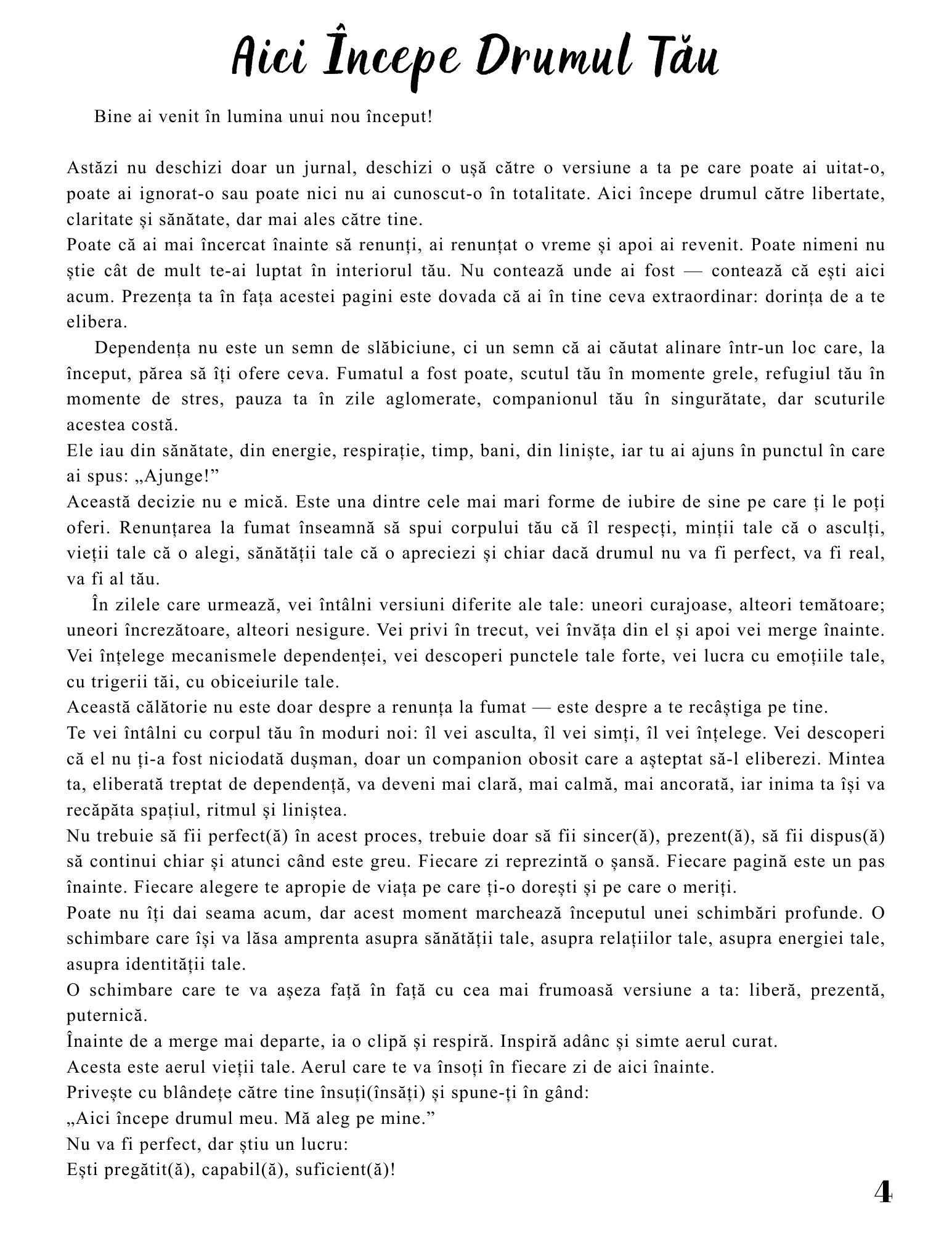 Jurnalul Eliberarii Mele - O Calatorie Pas Cu Pas Pentru Vindecarea Dependentei Fumatului - Calatoria Spre Claritate / Program de Autovindecare / Transformare Personala / Regasirea Sinelui