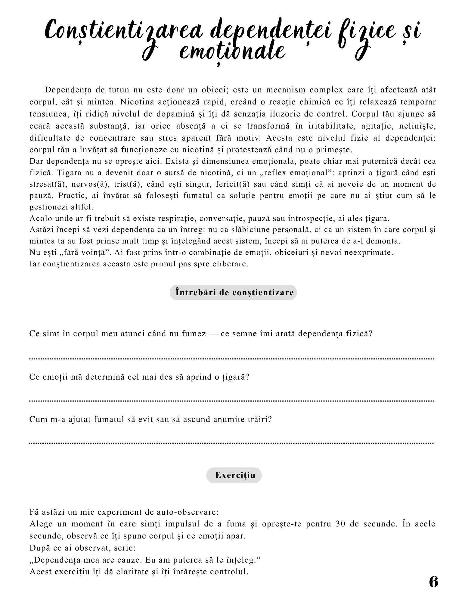 Jurnalul Eliberarii Mele - O Calatorie Pas Cu Pas Pentru Vindecarea Dependentei Fumatului - Calatoria Spre Claritate / Program de Autovindecare / Transformare Personala / Regasirea Sinelui