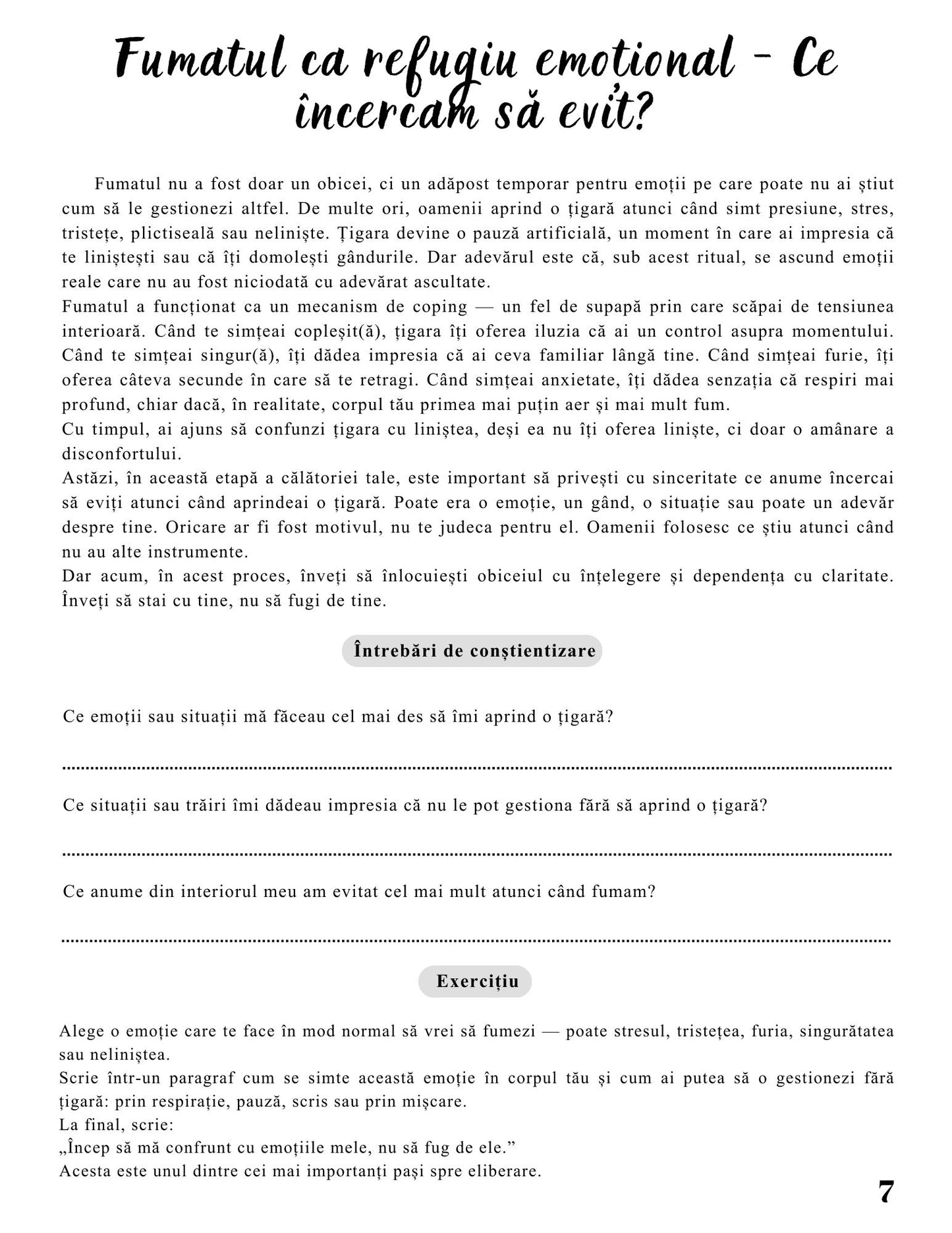 Jurnalul Eliberarii Mele - O Calatorie Pas Cu Pas Pentru Vindecarea Dependentei Fumatului - Calatoria Spre Claritate / Program de Autovindecare / Transformare Personala / Regasirea Sinelui